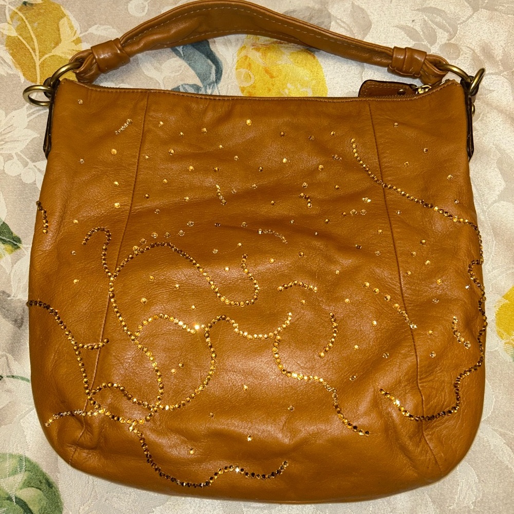 Up crafted Coach Women’s Brown Leather Studded Hobo Bag - Picture 3 of 5